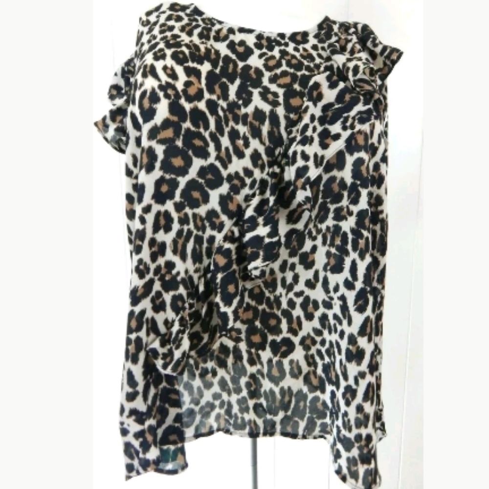 Lane Bryant Leopard Print Ruffle Blouse - Picture 2 of 5